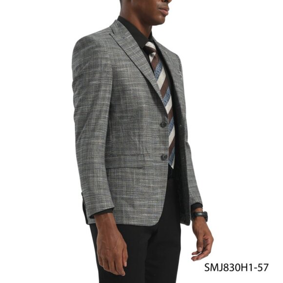 Grey Plaid Peak Lapel Stacy Adams Men's Jacket - Picture 3 of 4